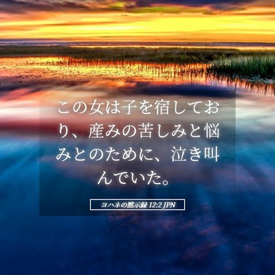 Picture 05 - ヨハネの黙示録 12:2 JPN - この女は子を宿しており、産みの苦 - Bible Verse Picture