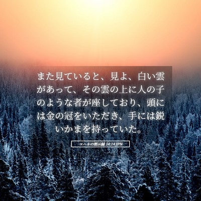 Picture 05 - ヨハネの黙示録 14:14 JPN - また見ていると、見よ、白い雲があ - Bible Verse Picture