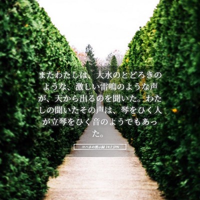 Picture 05 - ヨハネの黙示録 14:2 JPN - またわたしは、大水のとどろきのよ - Bible Verse Picture