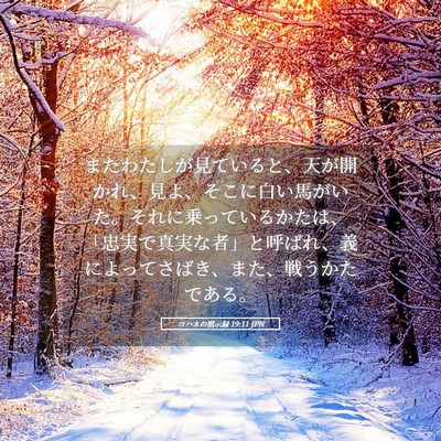 Picture 05 - ヨハネの黙示録 19:11 JPN - またわたしが見ていると、天が開か - Bible Verse Picture