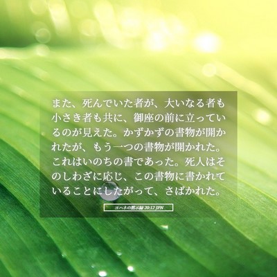Picture 05 - ヨハネの黙示録 20:12 JPN - また、死んでいた者が、大いなる者 - Bible Verse Picture