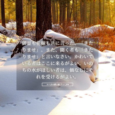 Picture 05 - ヨハネの黙示録 22:17 JPN - 御霊も花嫁も共に言った、「きたり - Bible Verse Picture