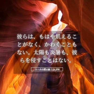 Picture 05 - ヨハネの黙示録 7:16 JPN - 彼らは、もはや飢えることがなく、 - Bible Verse Picture
