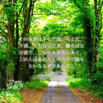 Picture 05 - ヨブ記 1:3 JPN - その家畜は羊七千頭、らくだ三千頭 - Bible Verse Picture