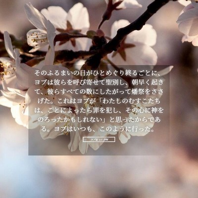Picture 05 - ヨブ記 1:5 JPN - そのふるまいの日がひとめぐり終る - Bible Verse Picture