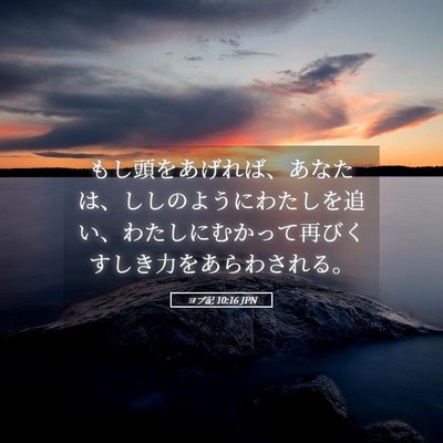 Picture 05 - ヨブ記 10:16 JPN - もし頭をあげれば、あなたは、しし - Bible Verse Picture