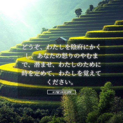 Picture 05 - ヨブ記 14:13 JPN - どうぞ、わたしを陰府にかくし、あ - Bible Verse Picture