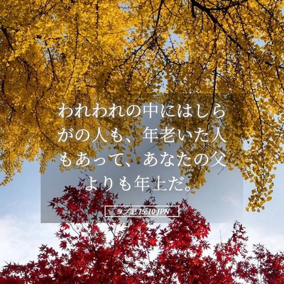 Picture 05 - ヨブ記 15:10 JPN - われわれの中にはしらがの人も、年 - Bible Verse Picture