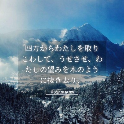 Picture 05 - ヨブ記 19:10 JPN - 四方からわたしを取りこわして、う - Bible Verse Picture