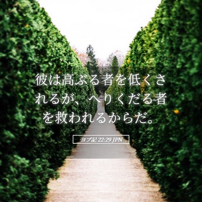 Picture 05 - ヨブ記 22:29 JPN - 彼は高ぶる者を低くされるが、へり - Bible Verse Picture