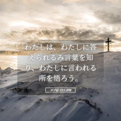 Picture 05 - ヨブ記 23:5 JPN - わたしは、わたしに答えられるみ言 - Bible Verse Picture