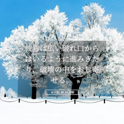 Picture 05 - ヨブ記 30:14 JPN - 彼らは広い破れ口からはいるように - Bible Verse Picture