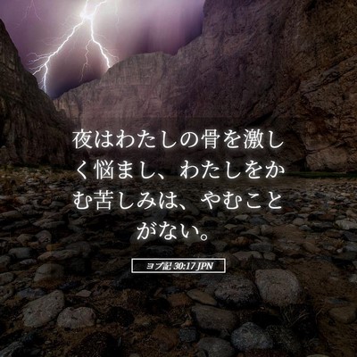 Picture 05 - ヨブ記 30:17 JPN - 夜はわたしの骨を激しく悩まし、わ - Bible Verse Picture
