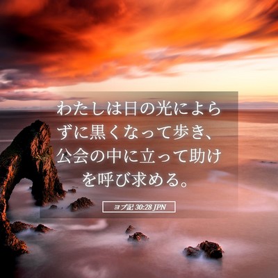 Picture 05 - ヨブ記 30:28 JPN - わたしは日の光によらずに黒くなっ - Bible Verse Picture
