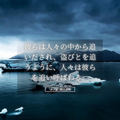 Picture 05 - ヨブ記 30:5 JPN - 彼らは人々の中から追いだされ、盗 - Bible Verse Picture