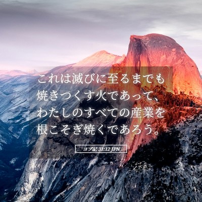 Picture 05 - ヨブ記 31:12 JPN - これは滅びに至るまでも焼きつくす - Bible Verse Picture