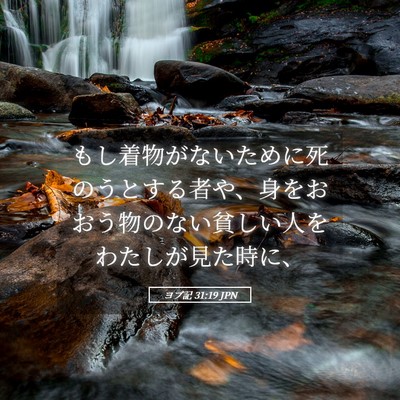 Picture 05 - ヨブ記 31:19 JPN - もし着物がないために死のうとする - Bible Verse Picture