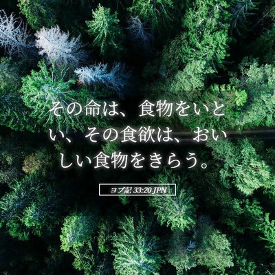 Picture 05 - ヨブ記 33:20 JPN - その命は、食物をいとい、その食欲 - Bible Verse Picture