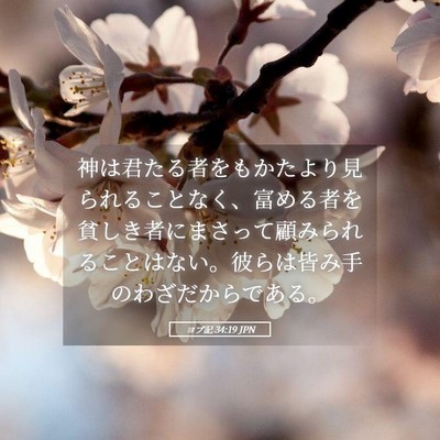 Picture 05 - ヨブ記 34:19 JPN - 神は君たる者をもかたより見られる - Bible Verse Picture