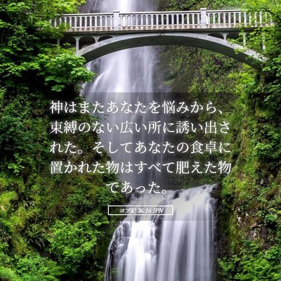 Picture 05 - ヨブ記 36:16 JPN - 神はまたあなたを悩みから、束縛の - Bible Verse Picture