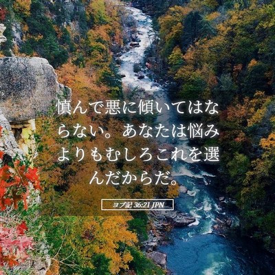 Picture 05 - ヨブ記 36:21 JPN - 慎んで悪に傾いてはならない。あな - Bible Verse Picture