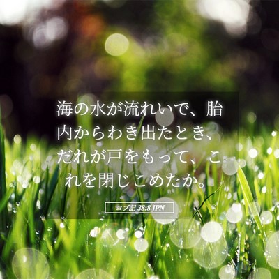 Picture 05 - ヨブ記 38:8 JPN - 海の水が流れいで、胎内からわき出 - Bible Verse Picture