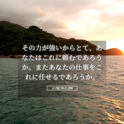 Picture 05 - ヨブ記 39:11 JPN - その力が強いからとて、あなたはこ - Bible Verse Picture