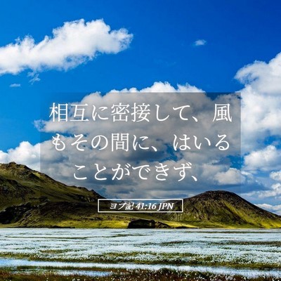 Picture 05 - ヨブ記 41:16 JPN - 相互に密接して、風もその間に、は - Bible Verse Picture