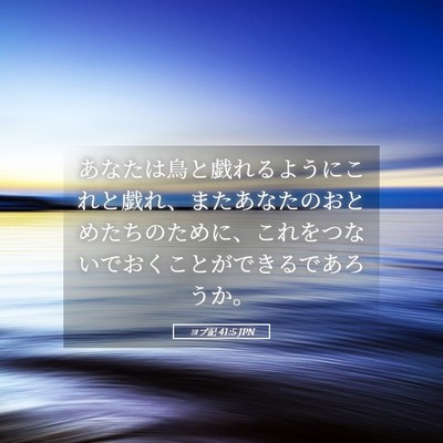 Picture 05 - ヨブ記 41:5 JPN - あなたは鳥と戯れるようにこれと戯 - Bible Verse Picture