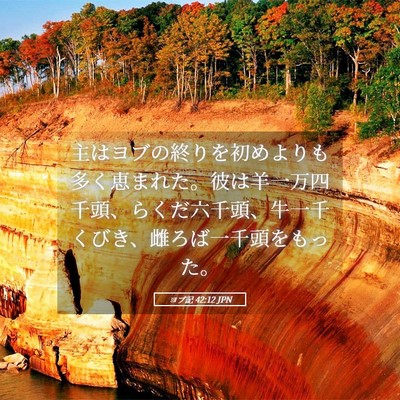 Picture 05 - ヨブ記 42:12 JPN - 主はヨブの終りを初めよりも多く恵 - Bible Verse Picture