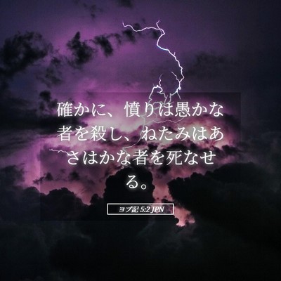 Picture 05 - ヨブ記 5:2 JPN - 確かに、憤りは愚かな者を殺し、ね - Bible Verse Picture