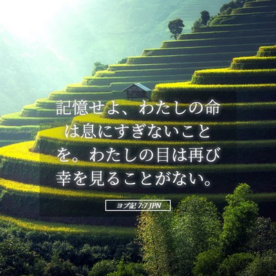 Picture 05 - ヨブ記 7:7 JPN - 記憶せよ、わたしの命は息にすぎな - Bible Verse Picture