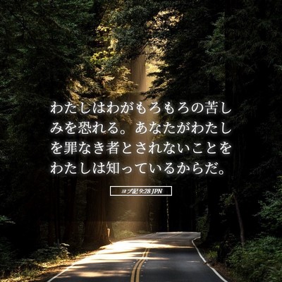 Picture 05 - ヨブ記 9:28 JPN - わたしはわがもろもろの苦しみを恐 - Bible Verse Picture