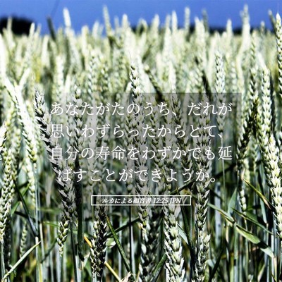 Picture 05 - ルカによる福音書 12:25 JPN - あなたがたのうち、だれが思いわず - Bible Verse Picture