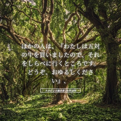 Picture 05 - ルカによる福音書 14:19 JPN - ほかの人は、『わたしは五対の牛を - Bible Verse Picture