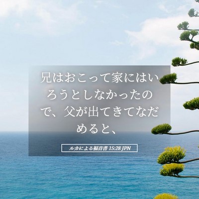 Picture 05 - ルカによる福音書 15:28 JPN - 兄はおこって家にはいろうとしなか - Bible Verse Picture
