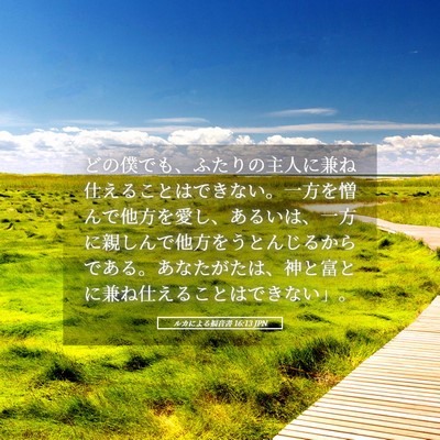 Picture 05 - ルカによる福音書 16:13 JPN - どの僕でも、ふたりの主人に兼ね仕 - Bible Verse Picture