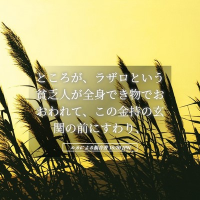 Picture 05 - ルカによる福音書 16:20 JPN - ところが、ラザロという貧乏人が全 - Bible Verse Picture