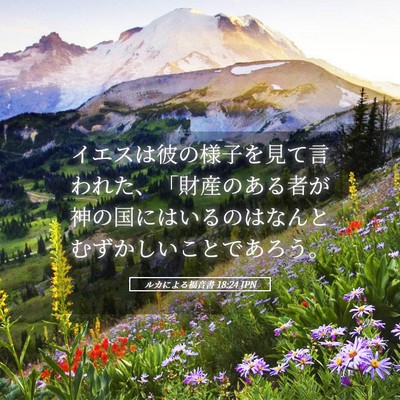 Picture 05 - ルカによる福音書 18:24 JPN - イエスは彼の様子を見て言われた、 - Bible Verse Picture