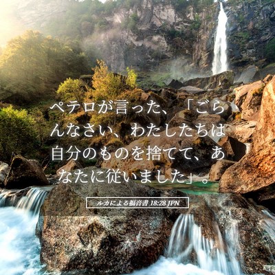 Picture 05 - ルカによる福音書 18:28 JPN - ペテロが言った、「ごらんなさい、 - Bible Verse Picture
