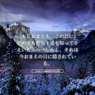 Picture 05 - ルカによる福音書 19:42 JPN - 「もしおまえも、この日に、平和を - Bible Verse Picture