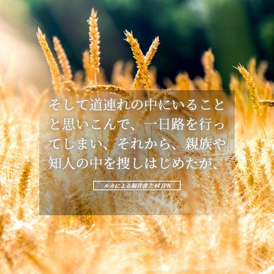 Picture 05 - ルカによる福音書 2:44 JPN - そして道連れの中にいることと思い - Bible Verse Picture