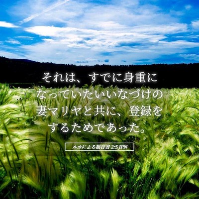 Picture 05 - ルカによる福音書 2:5 JPN - それは、すでに身重になっていたい - Bible Verse Picture