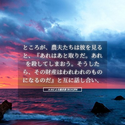 Picture 05 - ルカによる福音書 20:14 JPN - ところが、農夫たちは彼を見ると、 - Bible Verse Picture