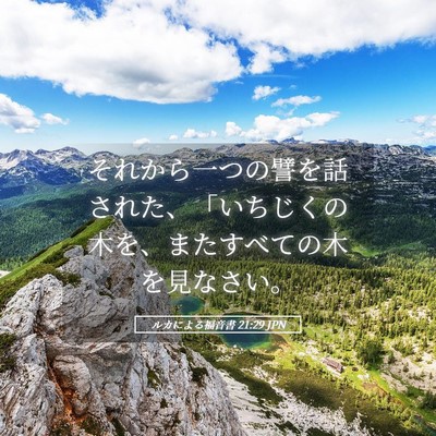Picture 05 - ルカによる福音書 21:29 JPN - それから一つの譬を話された、「い - Bible Verse Picture