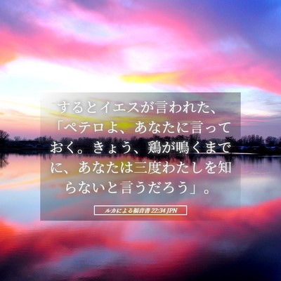 Picture 05 - ルカによる福音書 22:34 JPN - するとイエスが言われた、「ペテロ - Bible Verse Picture