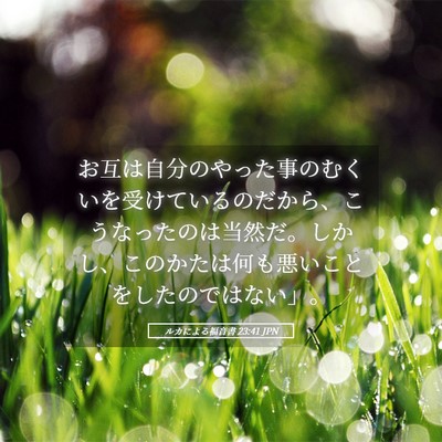 Picture 05 - ルカによる福音書 23:41 JPN - お互は自分のやった事のむくいを受 - Bible Verse Picture