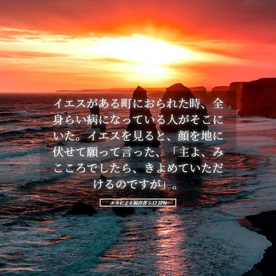 Picture 05 - ルカによる福音書 5:12 JPN - イエスがある町におられた時、全身 - Bible Verse Picture