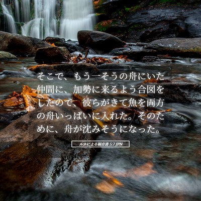 Picture 05 - ルカによる福音書 5:7 JPN - そこで、もう一そうの舟にいた仲間 - Bible Verse Picture