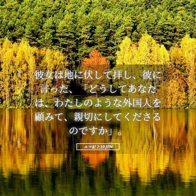Picture 05 - ルツ記 2:10 JPN - 彼女は地に伏して拝し、彼に言った - Bible Verse Picture
